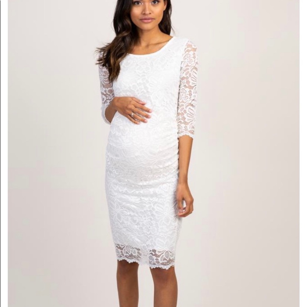 Ivory Lace Maternity Dress - L